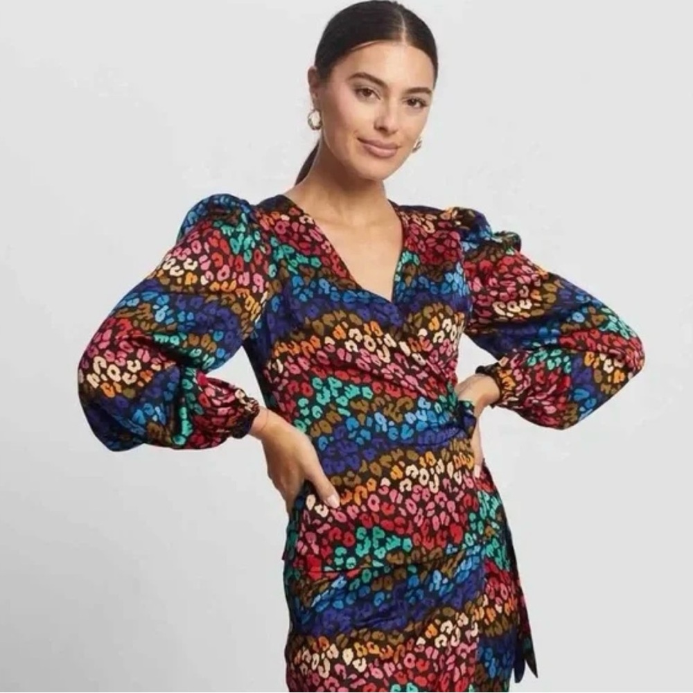 Never Fully Dressed leopard Wrap Top Size 14